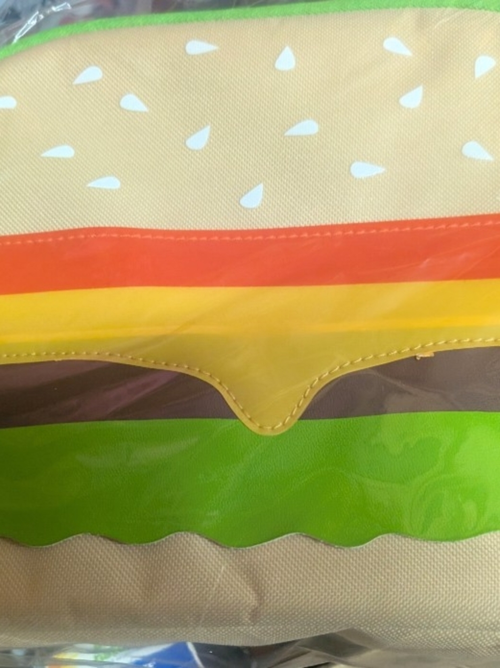 Colorful Hamburger Themed Lunchbox - Green, Yellow, Red